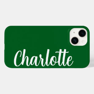 Customized Name Stylish Modern Minimal Dark Green Case-Mate iPhone 14 Case