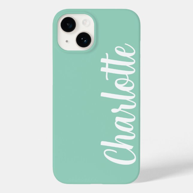 Customized Name Stylish Modern Minimal light teal Case-Mate iPhone Case (Back)