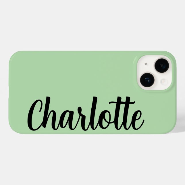 Customized Name Stylish Modern Minimal Mint Green Case-Mate iPhone Case (Back (Horizontal))