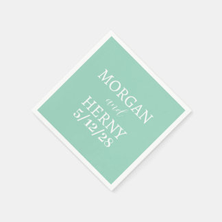CUSTOMIZED NAME STYLISH MODERN MINT WEDDING NAPKINS