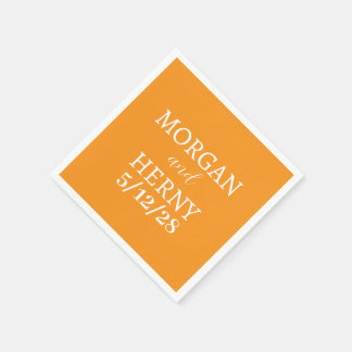 CUSTOMIZED NAME STYLISH MODERN ORANGE WEDDING NAPKINS
