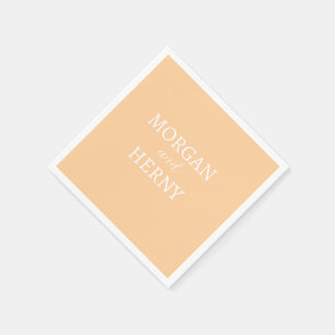 CUSTOMIZED NAME STYLISH MODERN PEACH COLOR WEDDING NAPKINS