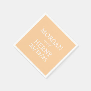 CUSTOMIZED NAME STYLISH MODERN PEACH COLOR WEDDING NAPKINS