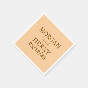 CUSTOMIZED NAME STYLISH MODERN PEACH COLOR WEDDING NAPKINS