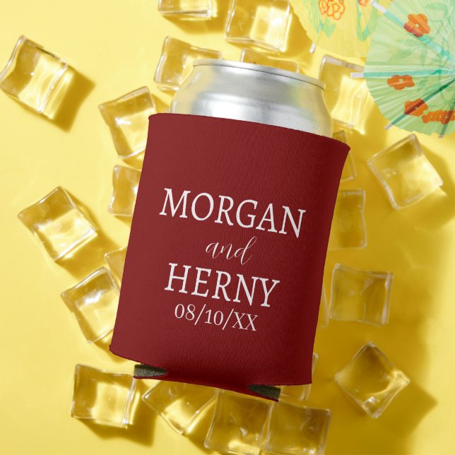 CUSTOMIZED NAME STYLISH MODERN WEDDING  CAN COOLER (In Situ Summer)