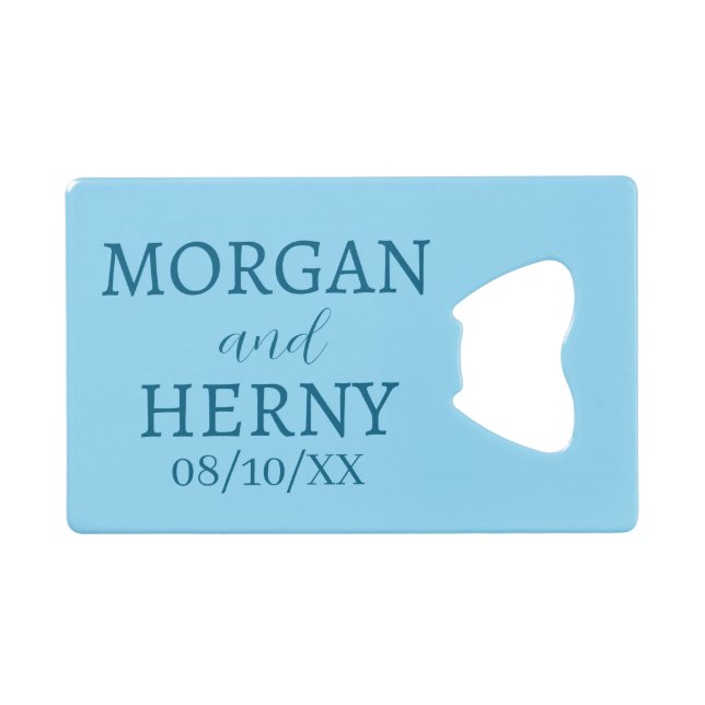 CUSTOMIZED NAME STYLISH MODERN WEDDING  CREDIT CARD BOTTLE OPENER (Front (Horizontal))