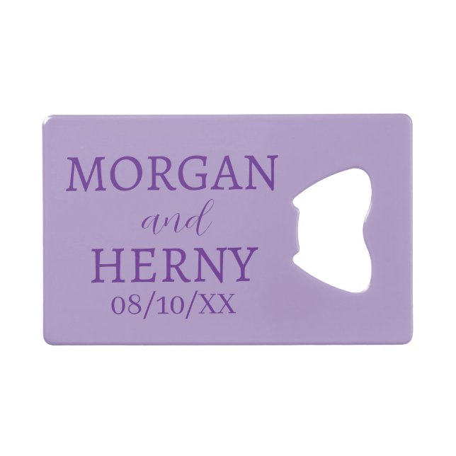 CUSTOMIZED NAME STYLISH MODERN WEDDING  CREDIT CARD BOTTLE OPENER (Front (Horizontal))