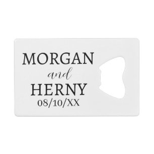 CUSTOMIZED NAME STYLISH MODERN WEDDING CREDIT CARD BOTTLE OPENER