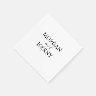 CUSTOMIZED NAME STYLISH MODERN WHITE COLOR WEDDING NAPKINS