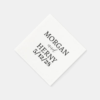 CUSTOMIZED NAME STYLISH MODERN WHITE WEDDING NAPKINS