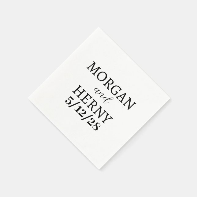 CUSTOMIZED NAME STYLISH MODERN WHITE WEDDING NAPKINS (Corner)