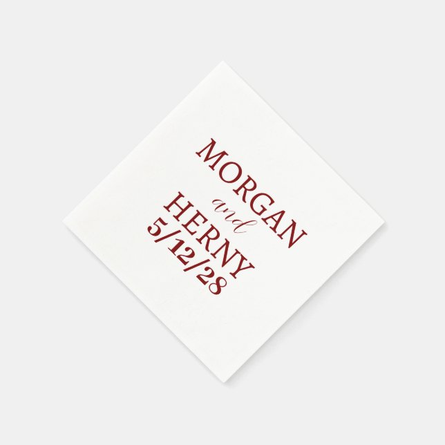 CUSTOMIZED NAME STYLISH MODERN WHITE WEDDING NAPKINS (Corner)