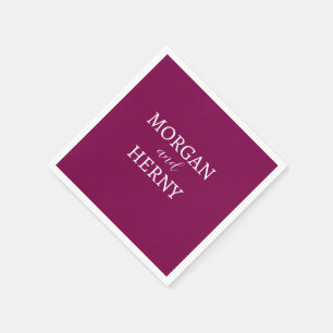 CUSTOMIZED NAME STYLISH MODERN WINE COLOUR WEDDING NAPKINS