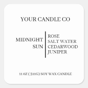 CUSTOMIZED NAME & TEXT Homemade Soy Candle  Square Sticker