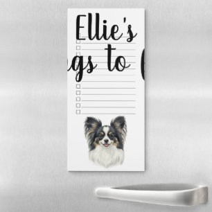 Customized Name Watercolor Papillon Dog Checklist Magnetic Notepad