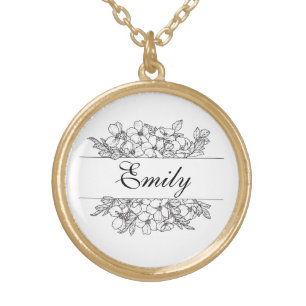 Customized Name Wildflower Gold Plated Necklace