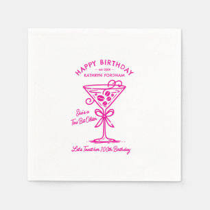 Customized Napkins 100th Birthday Pink Martini
