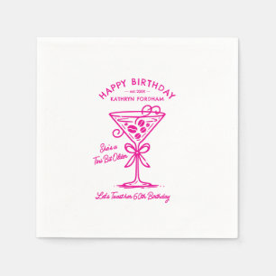 Customized Napkins 60th Birthday Pink Martini
