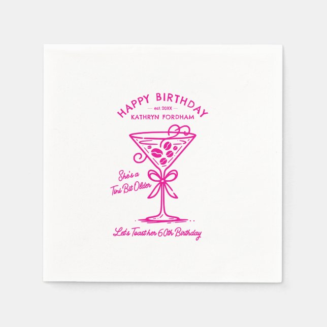 Customized Napkins 60th Birthday  Pink Martini (Front)