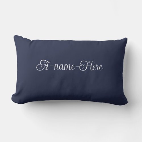 Customized navy blue solid pillow  white name