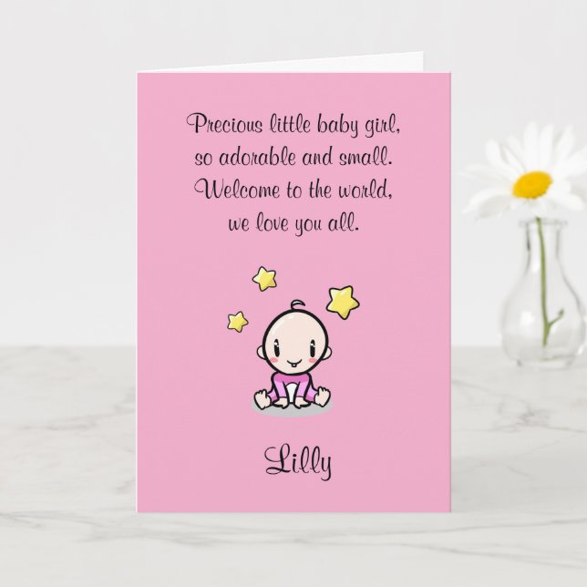 Customized New Baby Congratulations With Name,  Card (Small Plant)