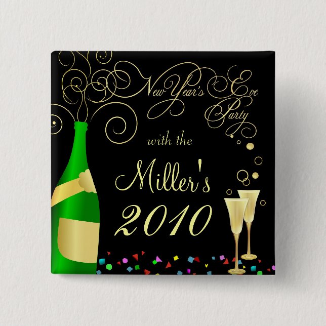 Customized New Year's Eve Party Pin (Front)