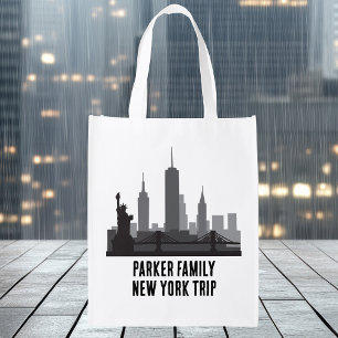 Customized New York Trip Skyline Statue of Liberty Grocery Bag