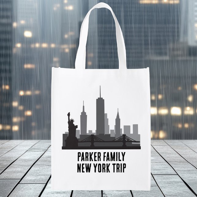 Customized New York Trip Skyline Statue of Liberty Grocery Bag (Creator Uploaded)