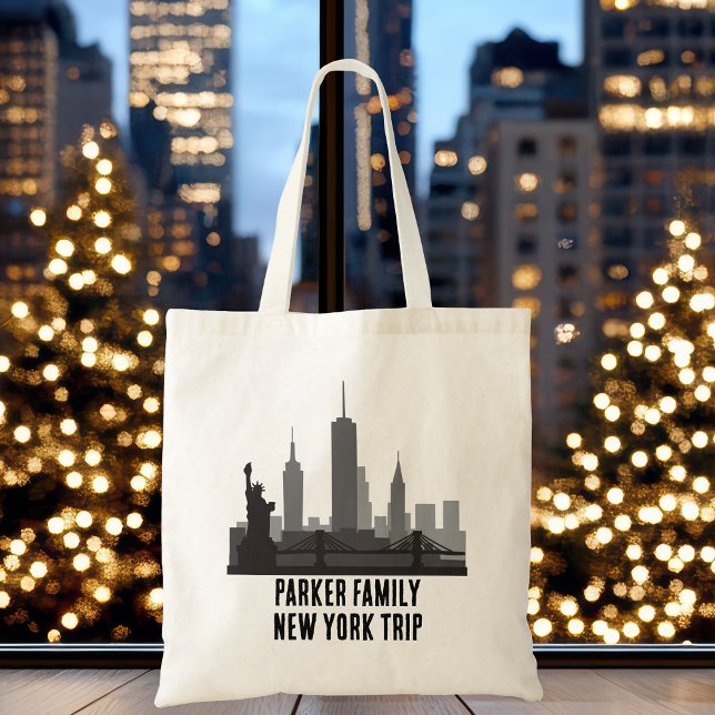 Customized New York Trip Skyline Statue of Liberty Tote Bag (Creator Uploaded)