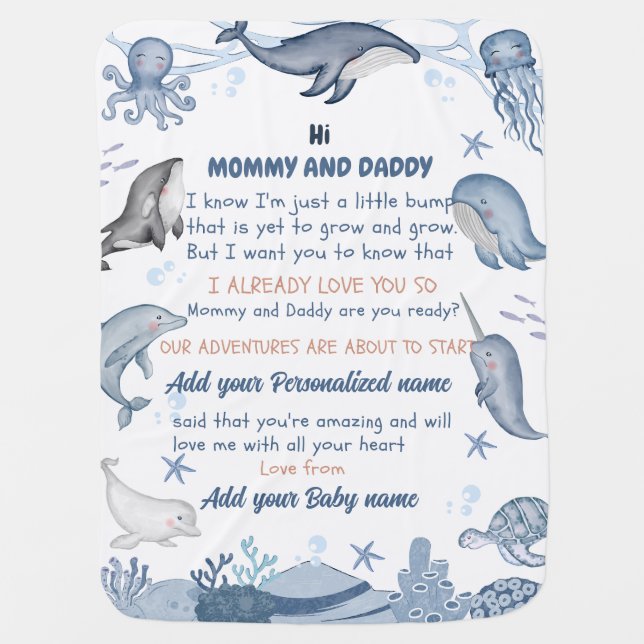 customized newborn blankets with name & message (Front)