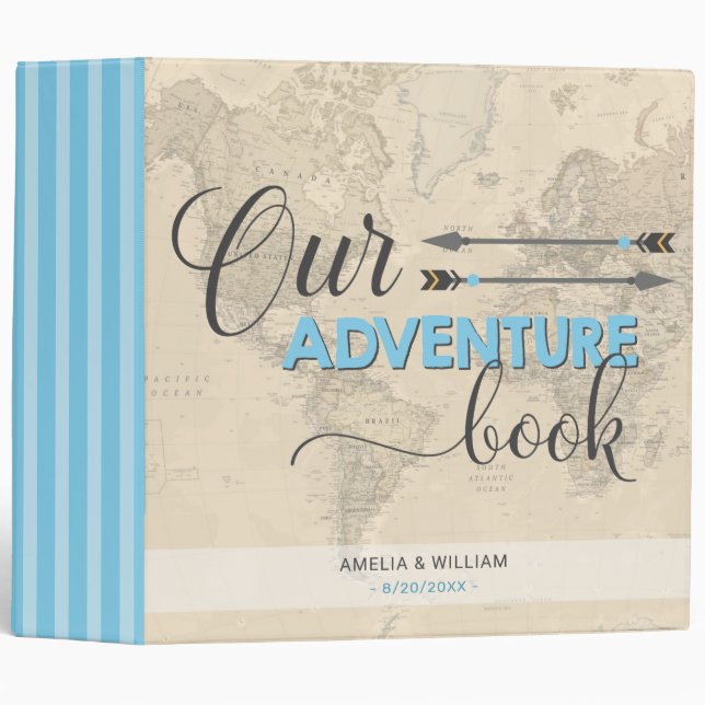 Customized Newlywed Couple Travel Book Photo Album 3 Ring Binder (Front/Spine)