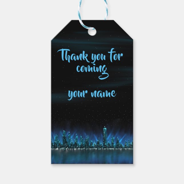 Customized Night cityscape Gift Tags (Front)