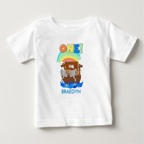 Customized Noahs Ark Baby 1st Birthday T_shirt