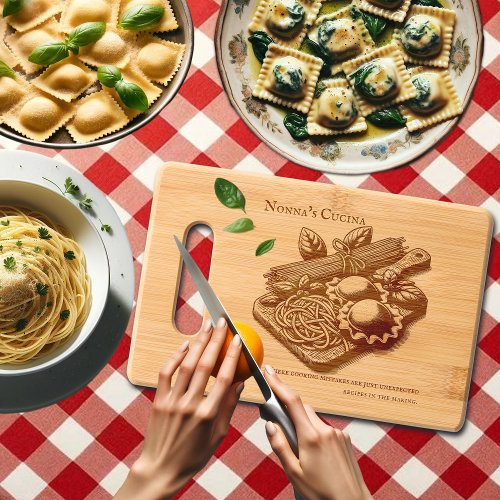 Customized Nonnas Cucina Spaghetti Ravioli Bamboo Cutting Board