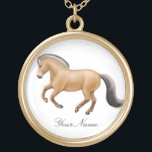 Customized Norwegian Fjord Horse Necklace<br><div class="desc">Original fine art design of a galloping Norwegian Fjord horse by designer Carolyn McFann of Two Purring Cats Studio on a customizable pendant for horse lovers. 
 
 See a few of our products below (click to go to that product) and visit our very artistic stores at:</div>