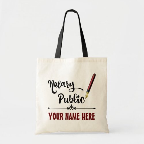 Notary Public Seal Personalized Printed Tote Bag with Mesh Pockets