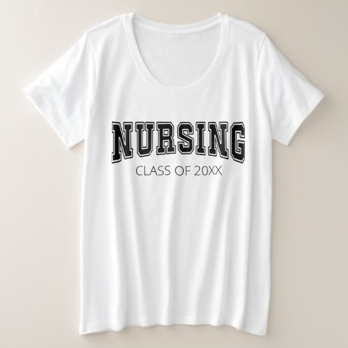 customized nursing class of trendy black graphic plus size T_Shirt