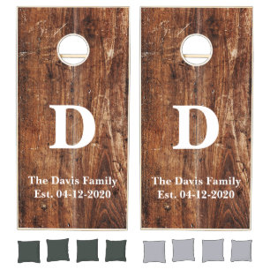 Customized old rustic wood design cornhole set