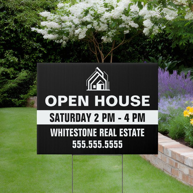 Customized Open House Real Estate Black Yard Sign (Creator Uploaded)