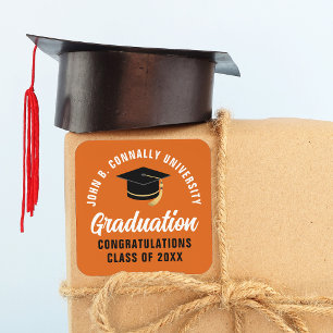 Customized Orange 2026 Graduation Party Square Sticker