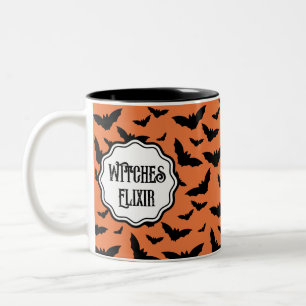 Customized Orange Black Bat Witches Elixir Two-Tone Coffee Mug