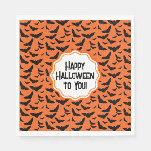 Customized Orange Black Bats Halloween  Napkins
