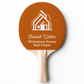 Customized Orange Real Estate Company Ping Pong Paddle