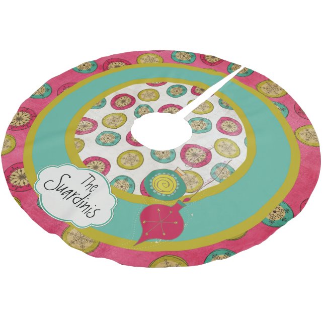 Customized Orb Snowflakes and Ornaments Tree Skirt (Angled)