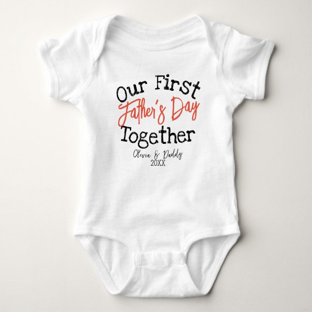 Customized Our First Father's Day Together  Baby Bodysuit (Front)