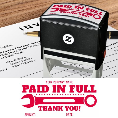 Customized Paid in Full Thank you WRENCH Self_ink Self_inking Stamp