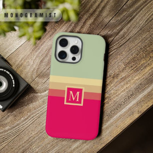 Customized Pale Green Dark Pink Yellow Color Block iPhone 15 Pro Max Case