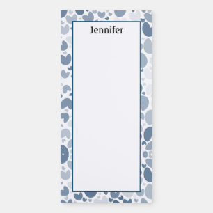 Customized Pale Navy Blue Hearts Magnetic Notepad