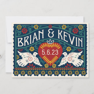 Customized Papel Picado Love Birds updated Invitat Invitation