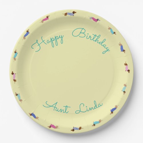 Customized Pastel Dachshund Paper Plate